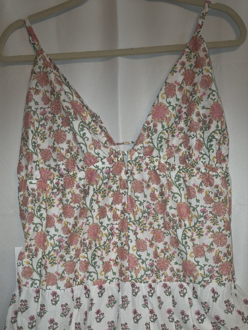 Japna Cotton Cream Maxi Dress with Pink Floral Print Size XL - Picture 5 of 16